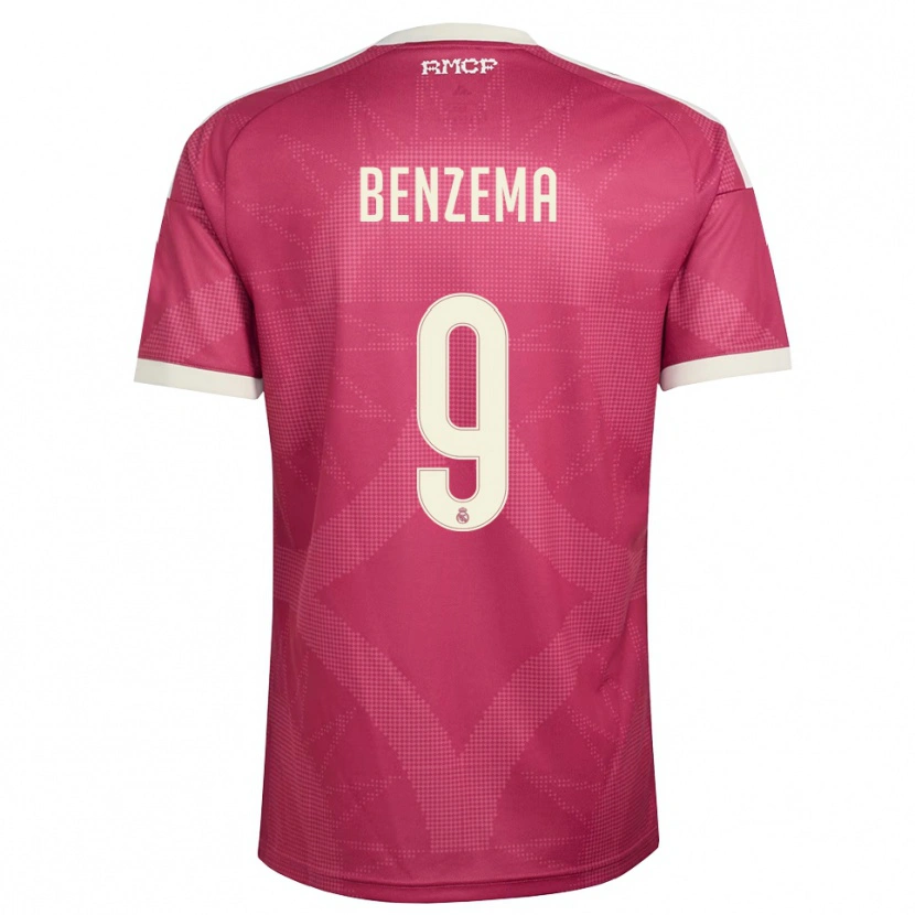 Danxen Criança Camisola Karim Benzema #9 Vermelho Pálido Violeta Branco Terceiro 2026/27 Camisa