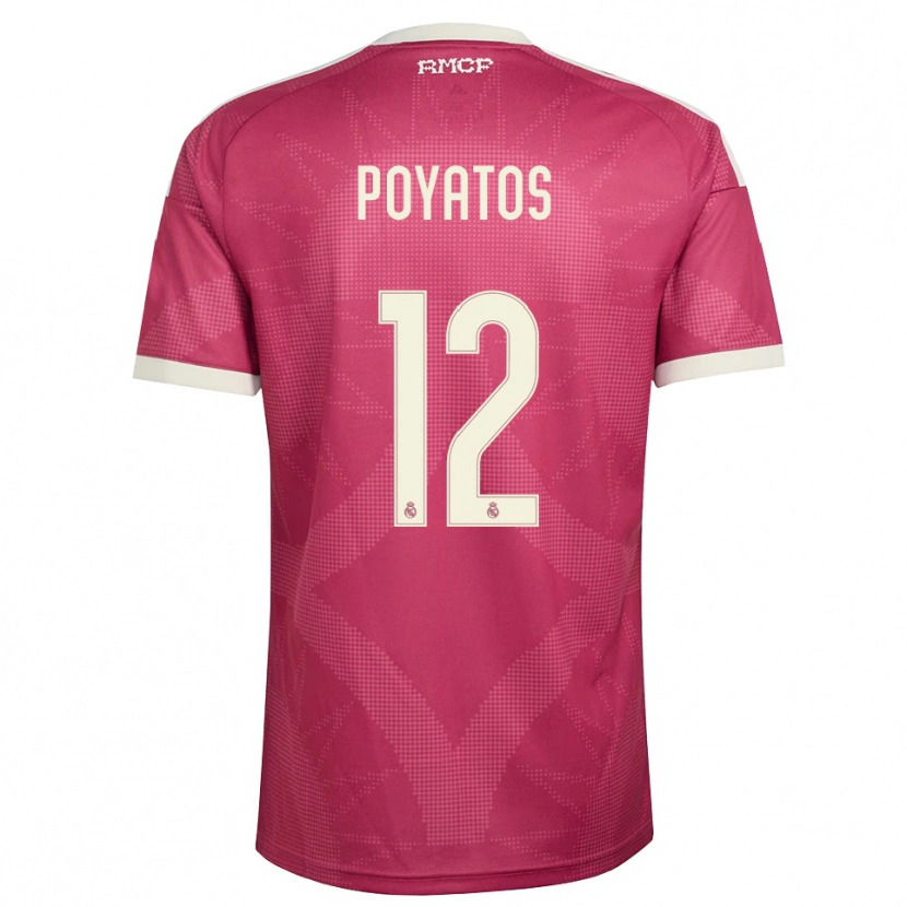 Danxen Criança Camisola Marco Poyatos #12 Vermelho Pálido Violeta Branco Terceiro 2026/27 Camisa