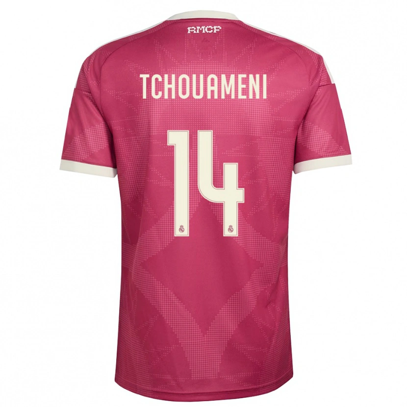 Danxen Criança Camisola Aurélien Tchouaméni #14 Vermelho Pálido Violeta Branco Terceiro 2026/27 Camisa
