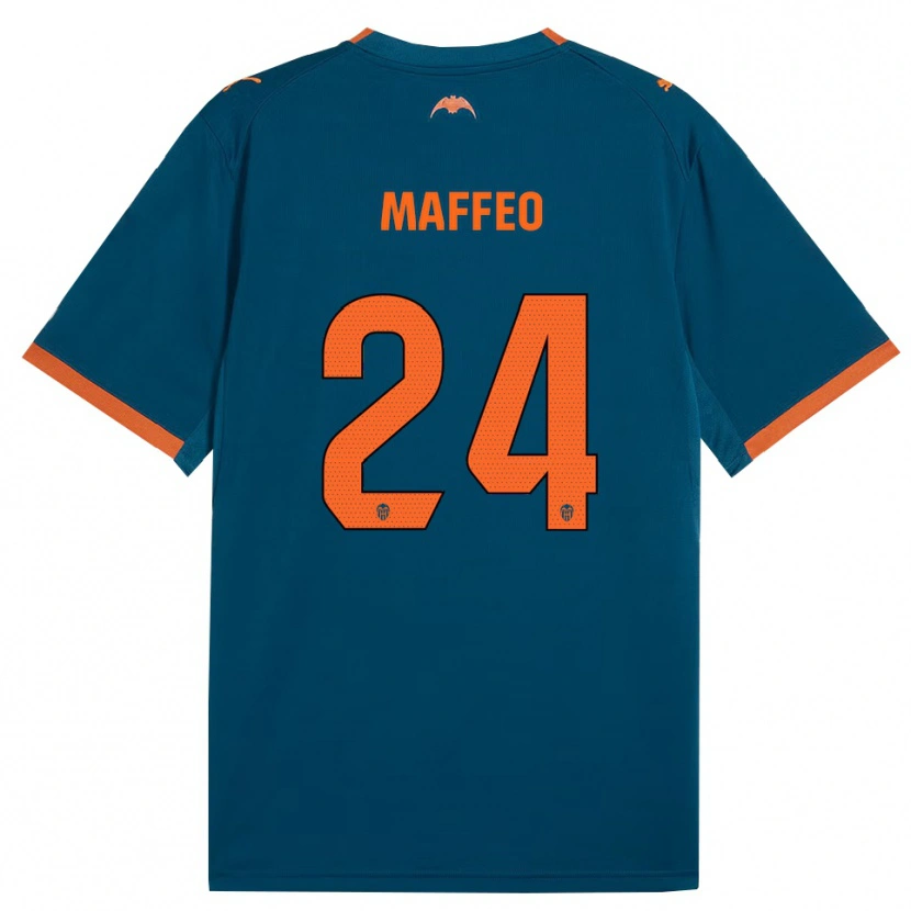 Danxen Criança Camisola Pablo Maffeo #24 Azul Aço Laranja Alternativa 2026/27 Camisa