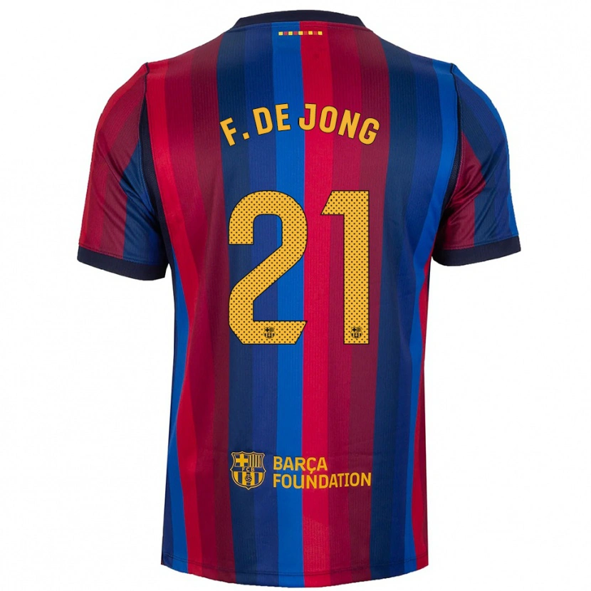Danxen Homem Camisola Frenkie De Jong #21 Azul Real Vermelho Amarelo Principal 2026/27 Camisa