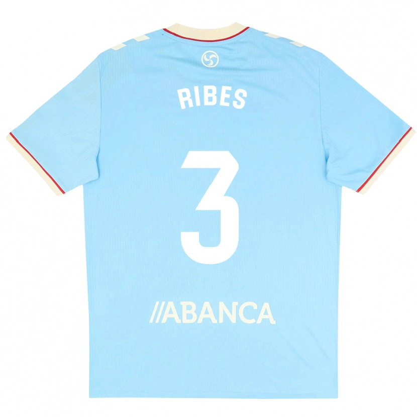 Danxen Homem Camisola Kike Ribes #3 Azul Céu Branco Vermelho Principal 2026/27 Camisa