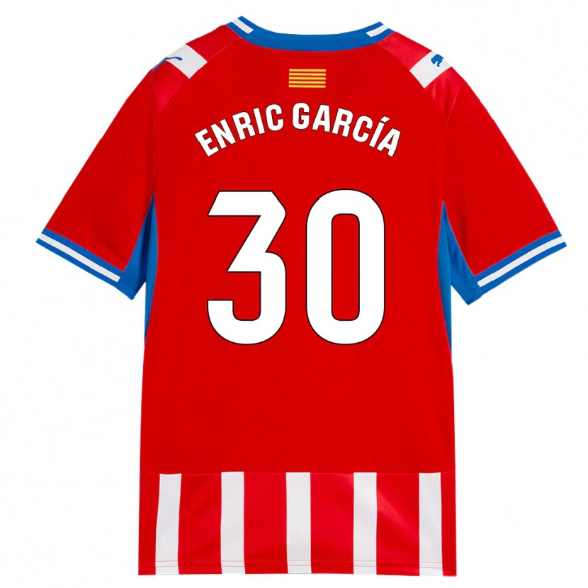 Danxen Homem Camisola Enric García #30 Vermelho Branco Azul Céu Principal 2026/27 Camisa