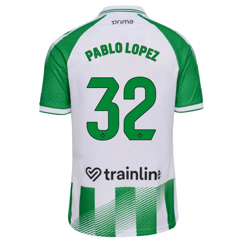 Danxen Homem Camisola Pablo López #32 Verde Claro Preto Branco Principal 2026/27 Camisa
