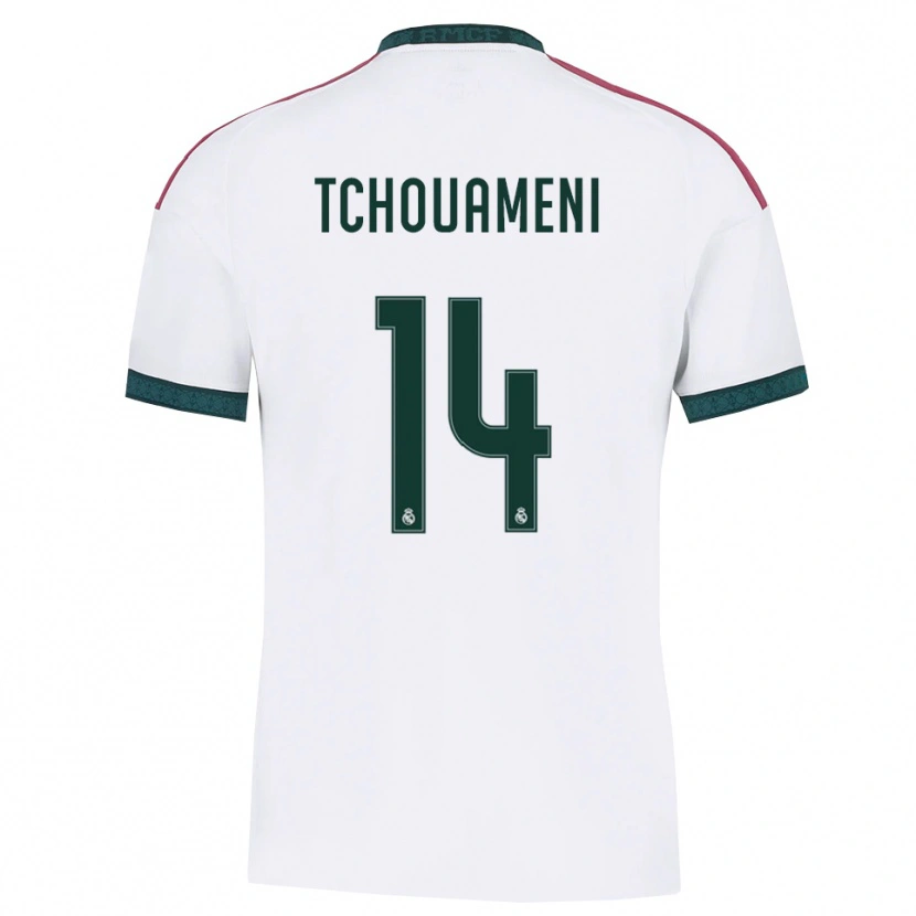 Danxen Homem Camisola Aurélien Tchouaméni #14 Verde Escuro Branco Vermelho Principal 2026/27 Camisa