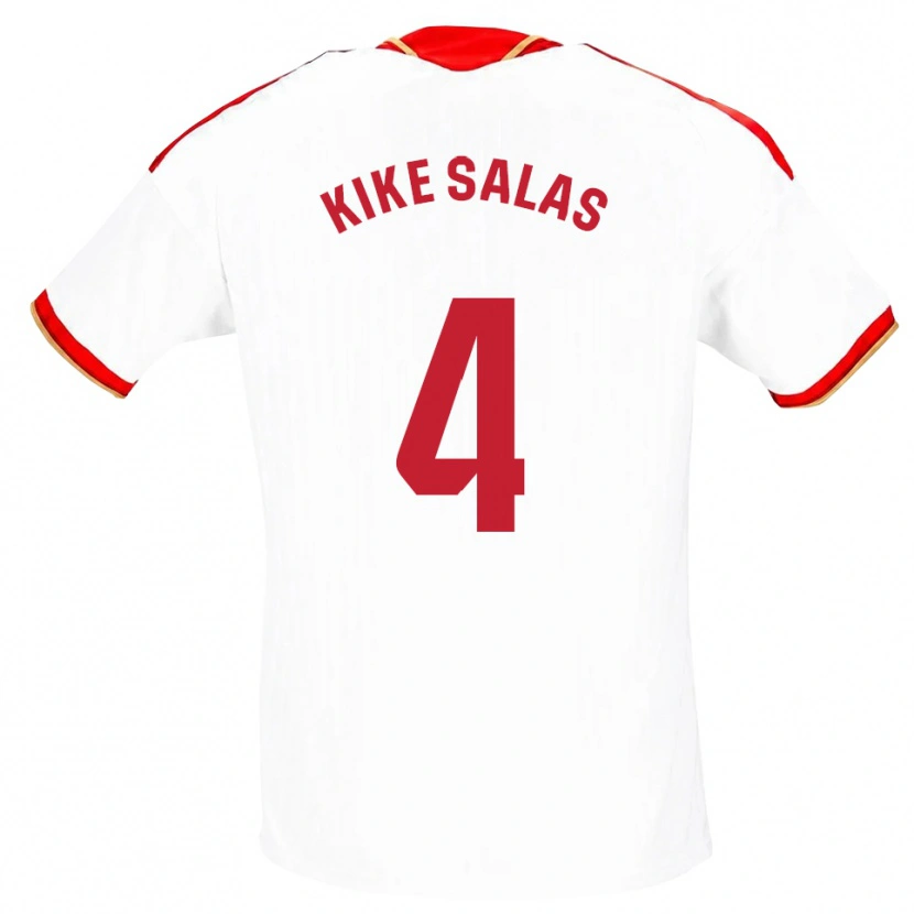 Danxen Homem Camisola Kike Salas #4 Branco Vermelho Principal 2026/27 Camisa