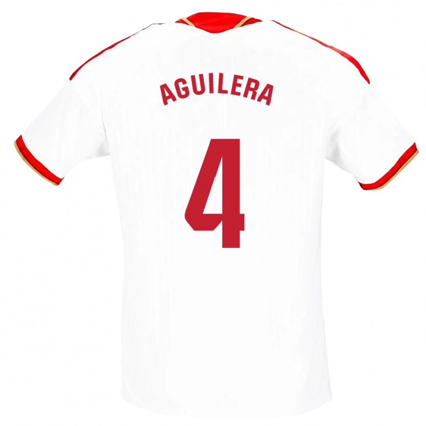 Danxen Homem Camisola Juanan Aguilera #4 Branco Vermelho Principal 2026/27 Camisa