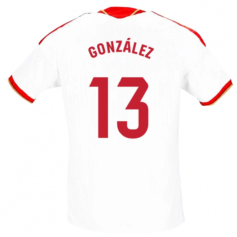 Danxen Homem Camisola Fran González #13 Branco Vermelho Principal 2026/27 Camisa