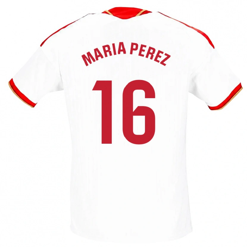 Danxen Homem Camisola María Pérez Rabaza #16 Branco Vermelho Principal 2026/27 Camisa