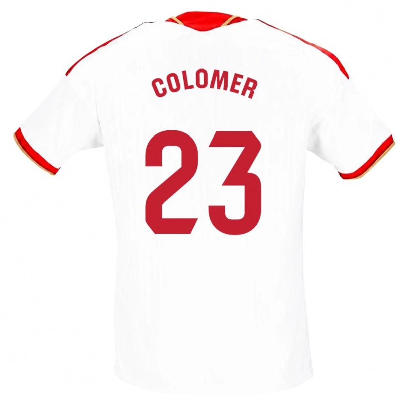 Danxen Homem Camisola Carlos Colomer #23 Branco Vermelho Principal 2026/27 Camisa