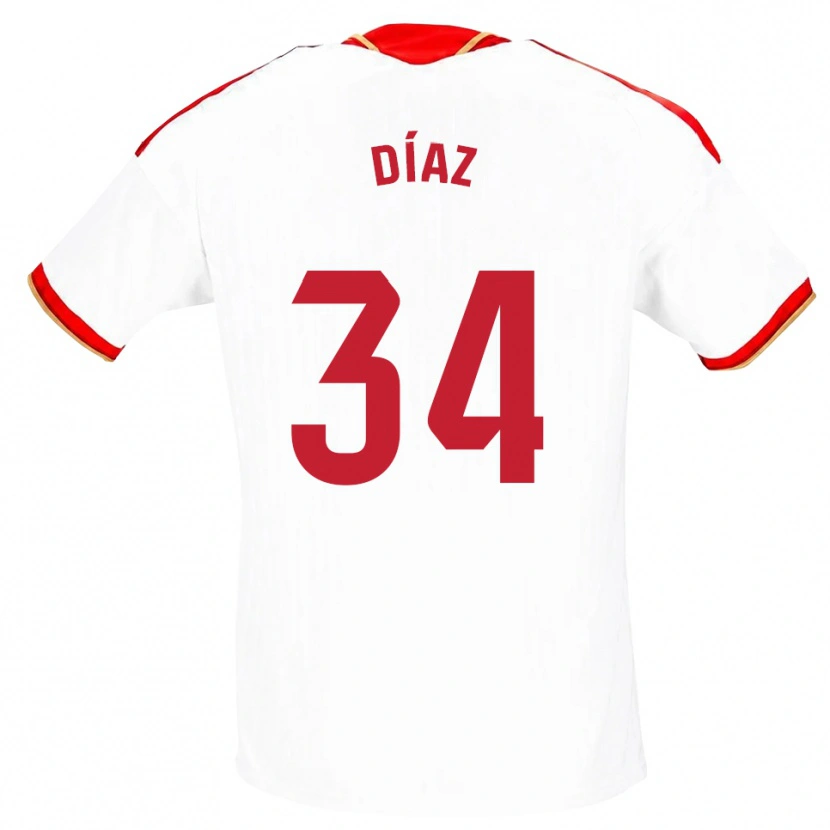 Danxen Homem Camisola Mario Díaz #34 Branco Vermelho Principal 2026/27 Camisa