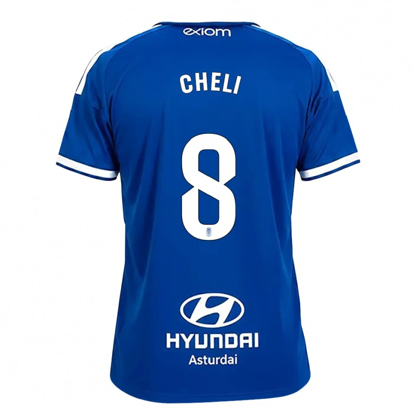 Danxen Homem Camisola Cheli Pereda #8 Azul Médio Branco Principal 2026/27 Camisa