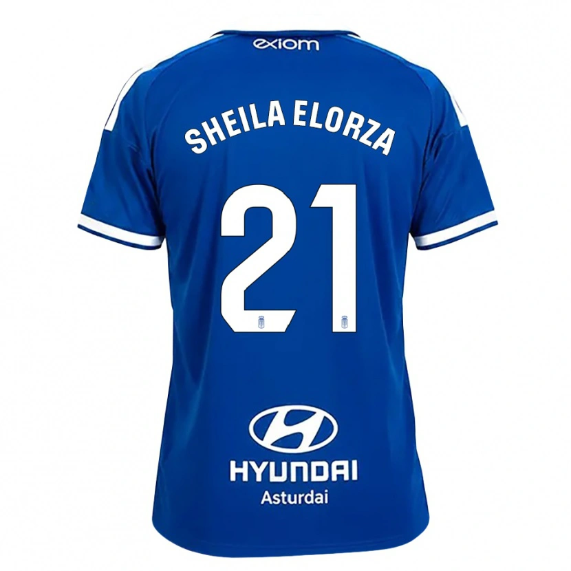 Danxen Homem Camisola Sheila Elorza #21 Azul Médio Branco Principal 2026/27 Camisa