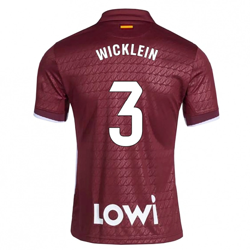 Danxen Homem Camisola Johann Wicklein #3 Vermelho Escuro Branco Alternativa 2026/27 Camisa