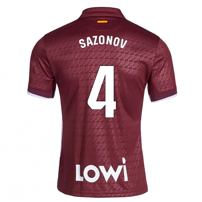 Danxen Homem Camisola Saba Sazonov #4 Vermelho Escuro Branco Alternativa 2026/27 Camisa