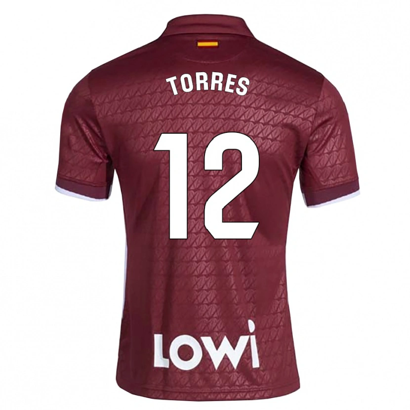 Danxen Homem Camisola Rubén Torres #12 Vermelho Escuro Branco Alternativa 2026/27 Camisa