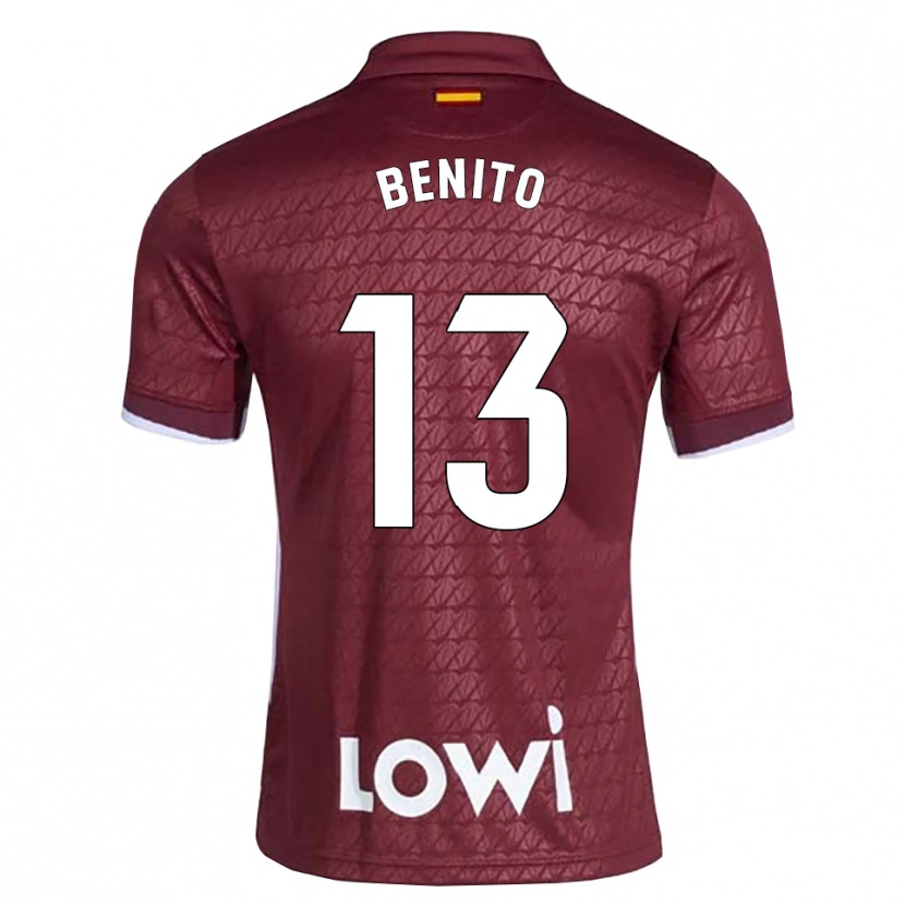 Danxen Homem Camisola Jorge Benito #13 Vermelho Escuro Branco Alternativa 2026/27 Camisa