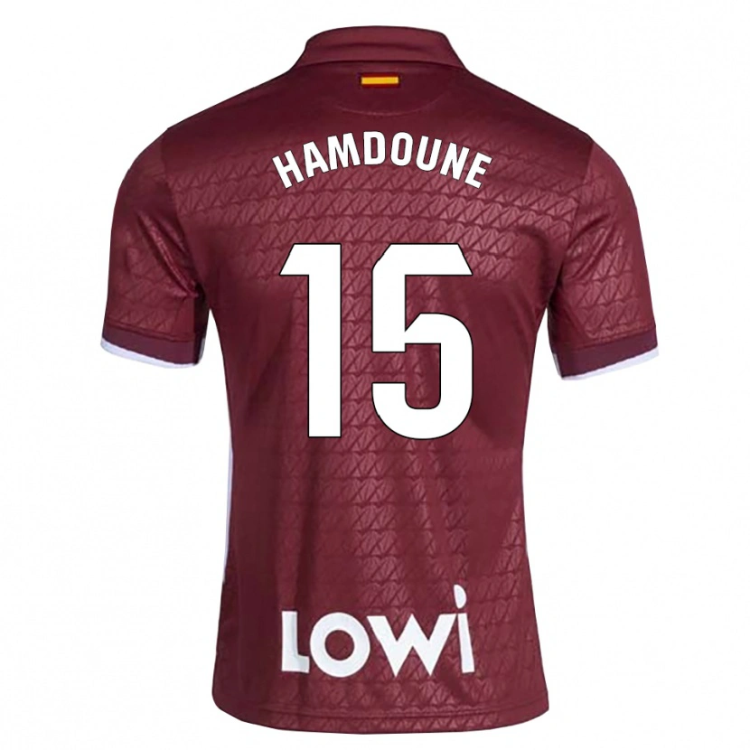 Danxen Homem Camisola Mohamed Hamdoune #15 Vermelho Escuro Branco Alternativa 2026/27 Camisa