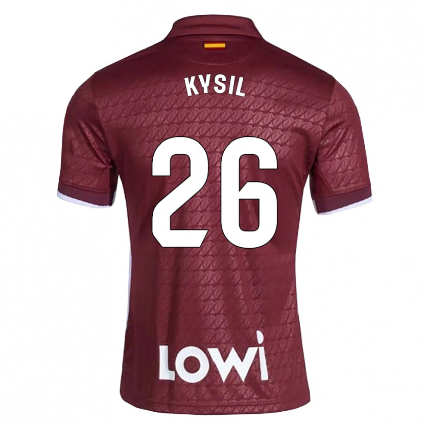 Danxen Homem Camisola Vladyslav Kysil #26 Vermelho Escuro Branco Alternativa 2026/27 Camisa