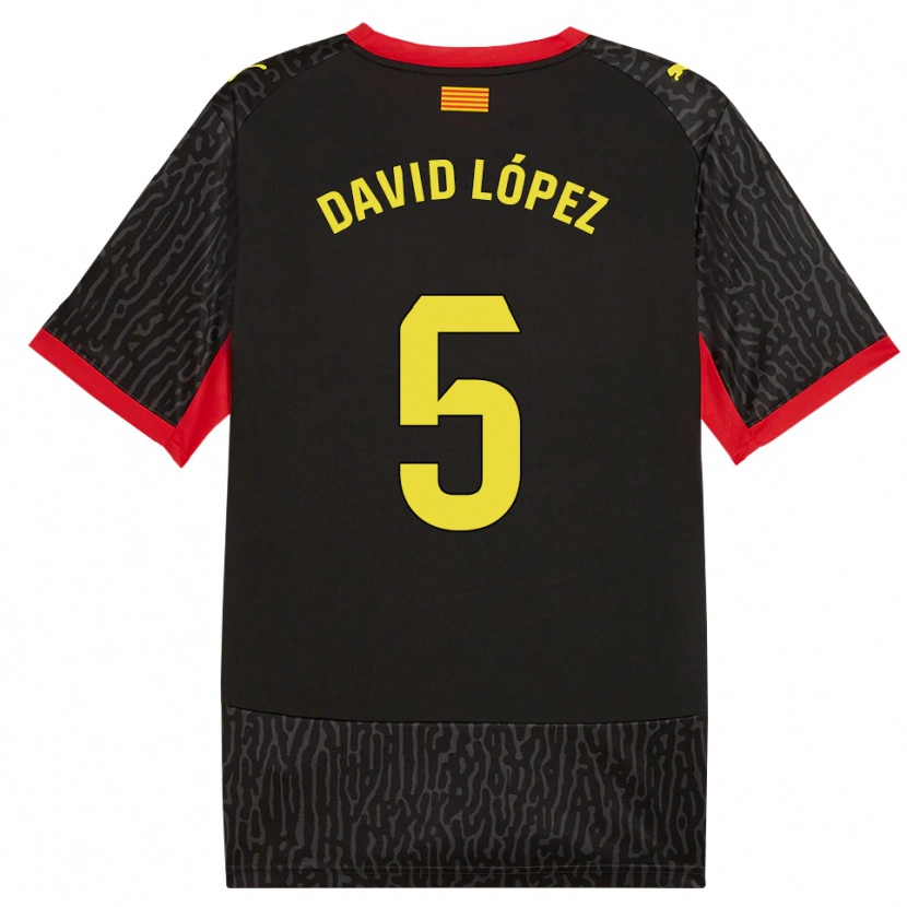 Danxen Homem Camisola David López #5 Preto Amarelo Vermelho Alternativa 2026/27 Camisa