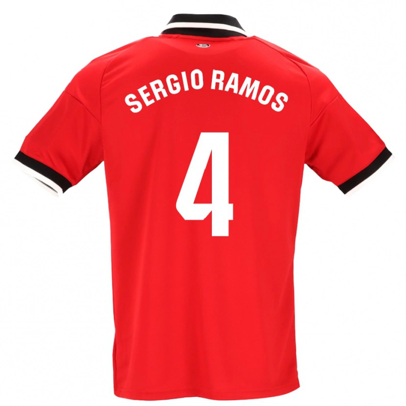 Danxen Homem Camisola Sergio Ramos #4 Preto Branco Vermelho Alternativa 2026/27 Camisa