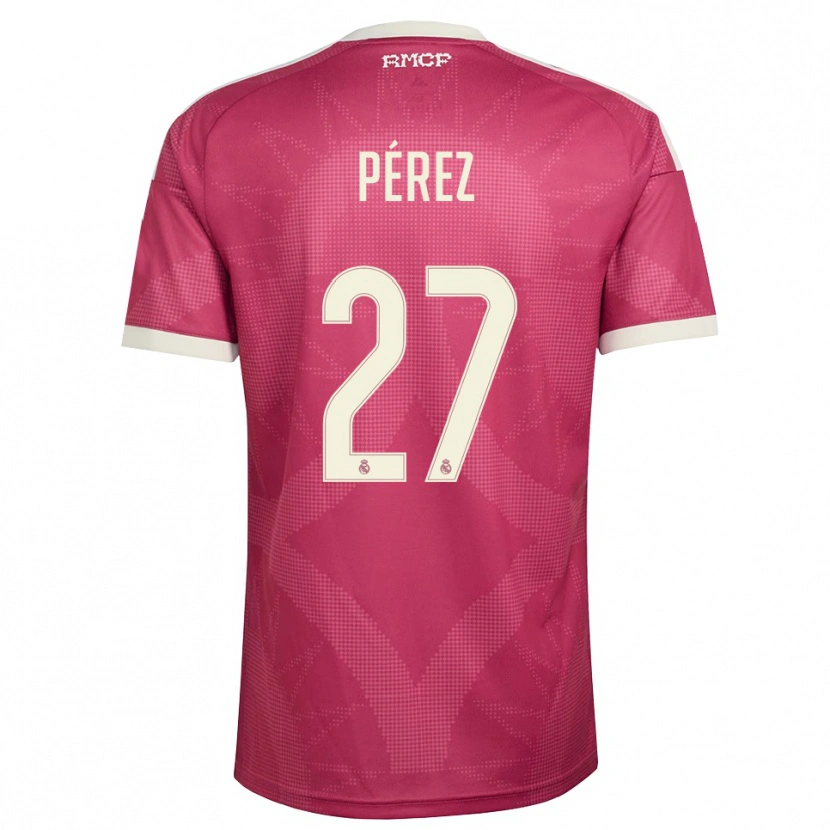 Danxen Homem Camisola Adrián Pérez #27 Vermelho Pálido Violeta Branco Terceiro 2026/27 Camisa