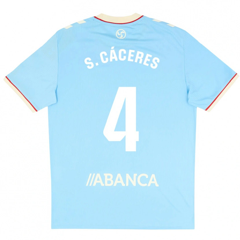 Danxen Mulher Camisola Sebastián Cáceres #4 Azul Céu Branco Vermelho Principal 2026/27 Camisa