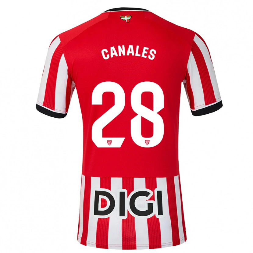 Danxen Mulher Camisola Peio Canales #28 Vermelho Preto Branco Principal 2026/27 Camisa