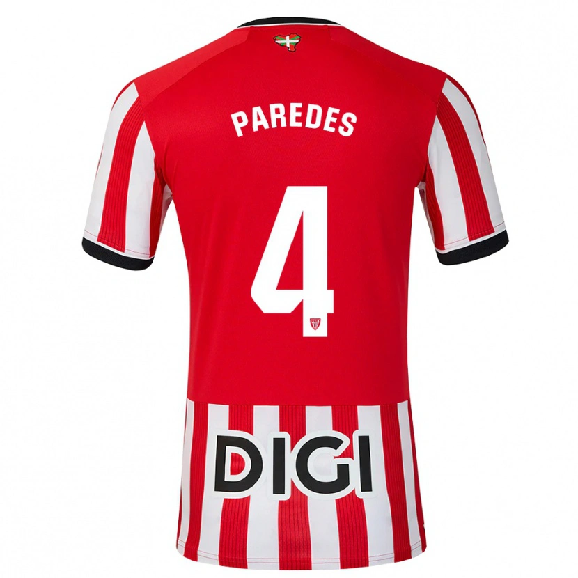 Danxen Mulher Camisola Aitor Paredes #4 Vermelho Preto Branco Principal 2026/27 Camisa