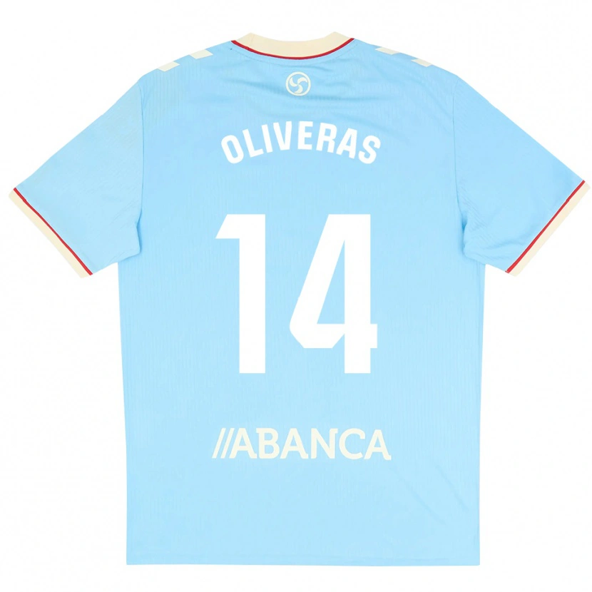 Danxen Mulher Camisola Jan Oliveras #14 Azul Céu Branco Vermelho Principal 2026/27 Camisa
