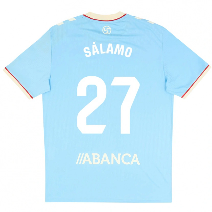Danxen Mulher Camisola Jorge Sálamo #27 Azul Céu Branco Vermelho Principal 2026/27 Camisa