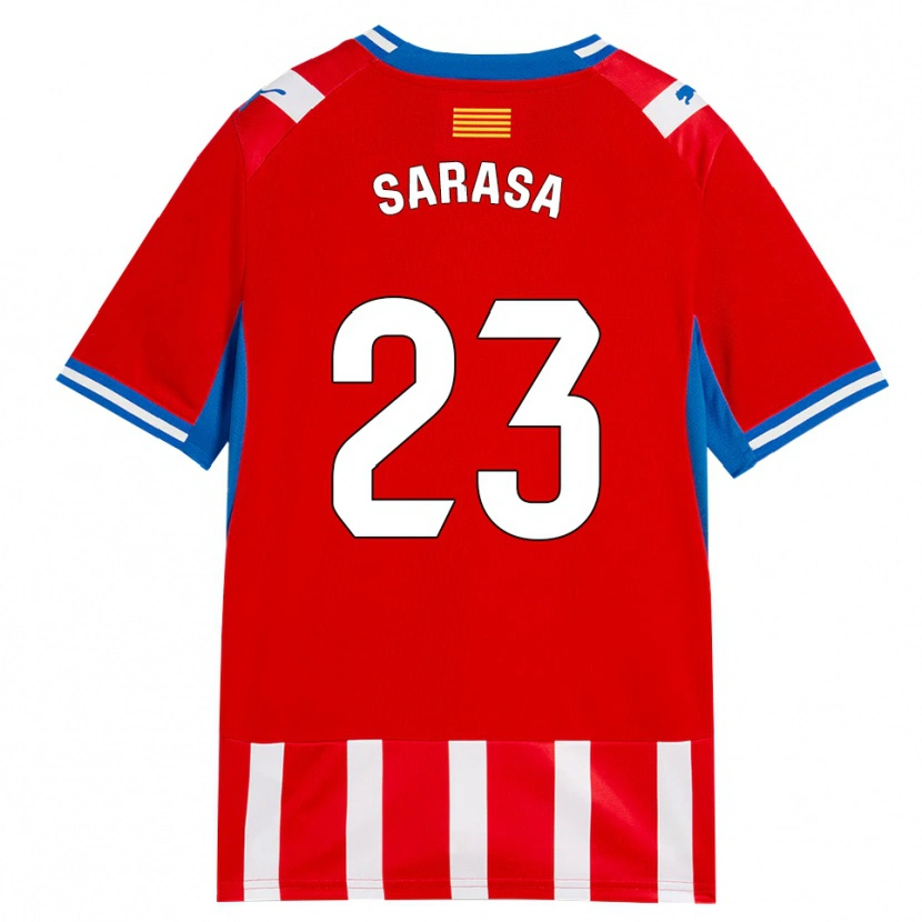Danxen Mulher Camisola Javi Sarasa #23 Vermelho Branco Azul Céu Principal 2026/27 Camisa