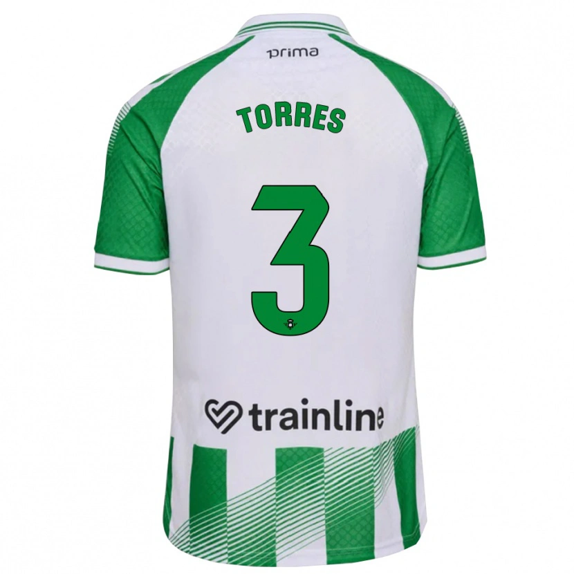 Danxen Mulher Camisola Álex Torres #3 Verde Claro Preto Branco Principal 2026/27 Camisa