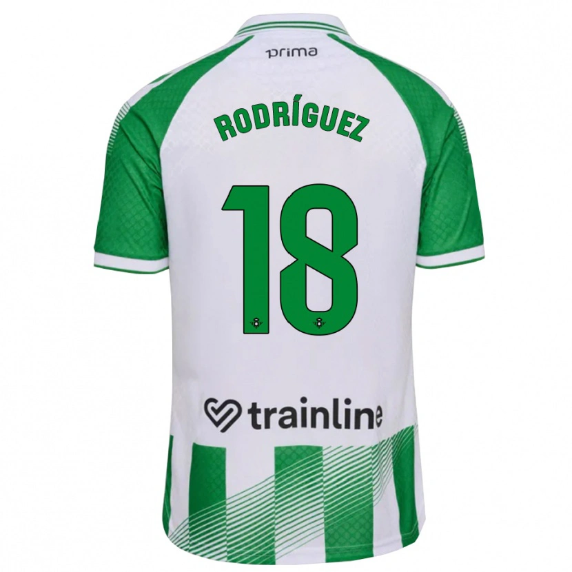 Danxen Mulher Camisola Juan Rodríguez #18 Verde Claro Preto Branco Principal 2026/27 Camisa