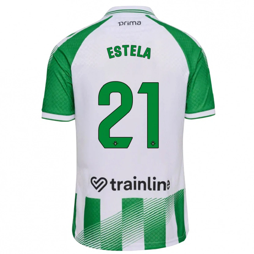 Danxen Mulher Camisola Estela Fernández #21 Verde Claro Preto Branco Principal 2026/27 Camisa