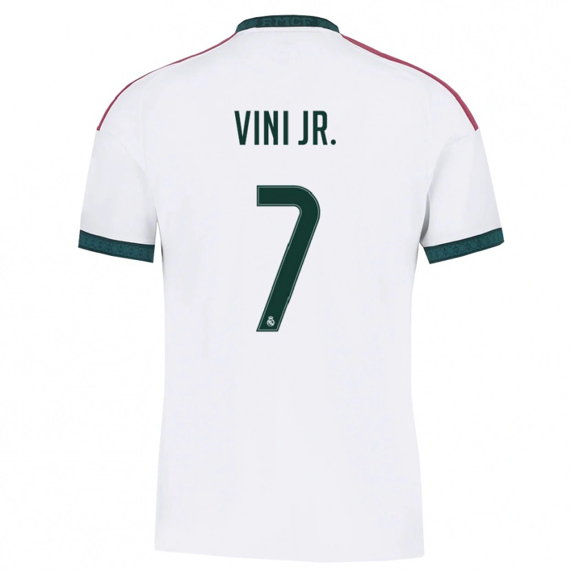 Danxen Mulher Camisola Vinicius Junior #7 Verde Escuro Branco Vermelho Principal 2026/27 Camisa