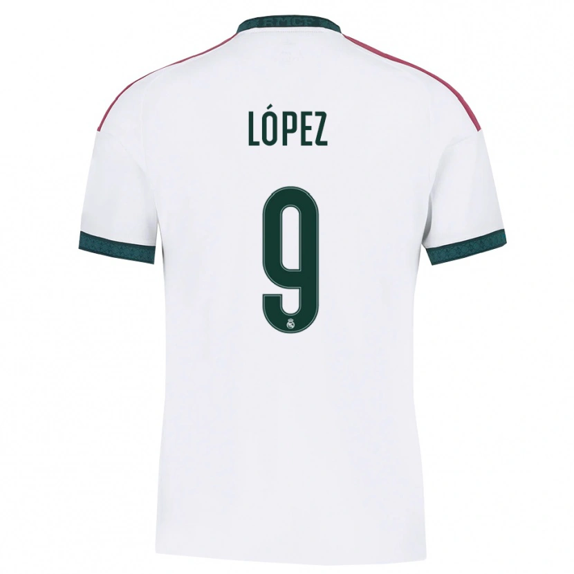 Danxen Mulher Camisola Mikel López #9 Verde Escuro Branco Vermelho Principal 2026/27 Camisa