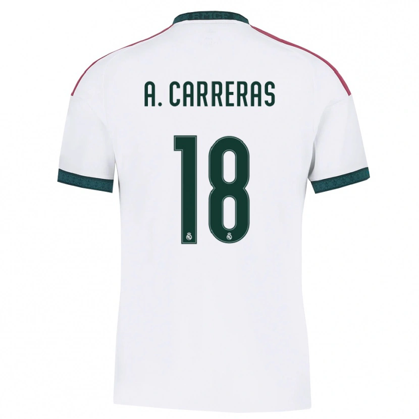 Danxen Mulher Camisola Álvaro Carreras #18 Verde Escuro Branco Vermelho Principal 2026/27 Camisa