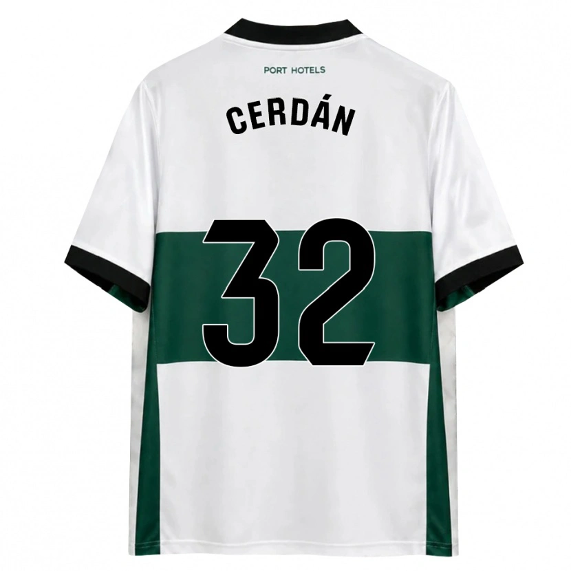 Danxen Mulher Camisola Pablo Cerdán #32 Verde Branco Vermelho Principal 2026/27 Camisa