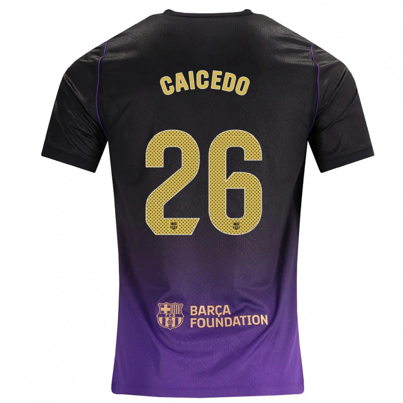 Danxen Mulher Camisola Josué Caicedo #26 Roxo Amarelo Preto Alternativa 2026/27 Camisa
