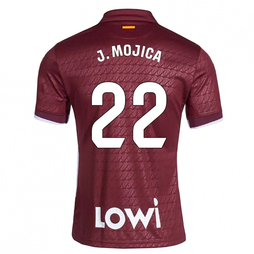 Danxen Mulher Camisola Johan Mojica #22 Vermelho Escuro Branco Alternativa 2026/27 Camisa
