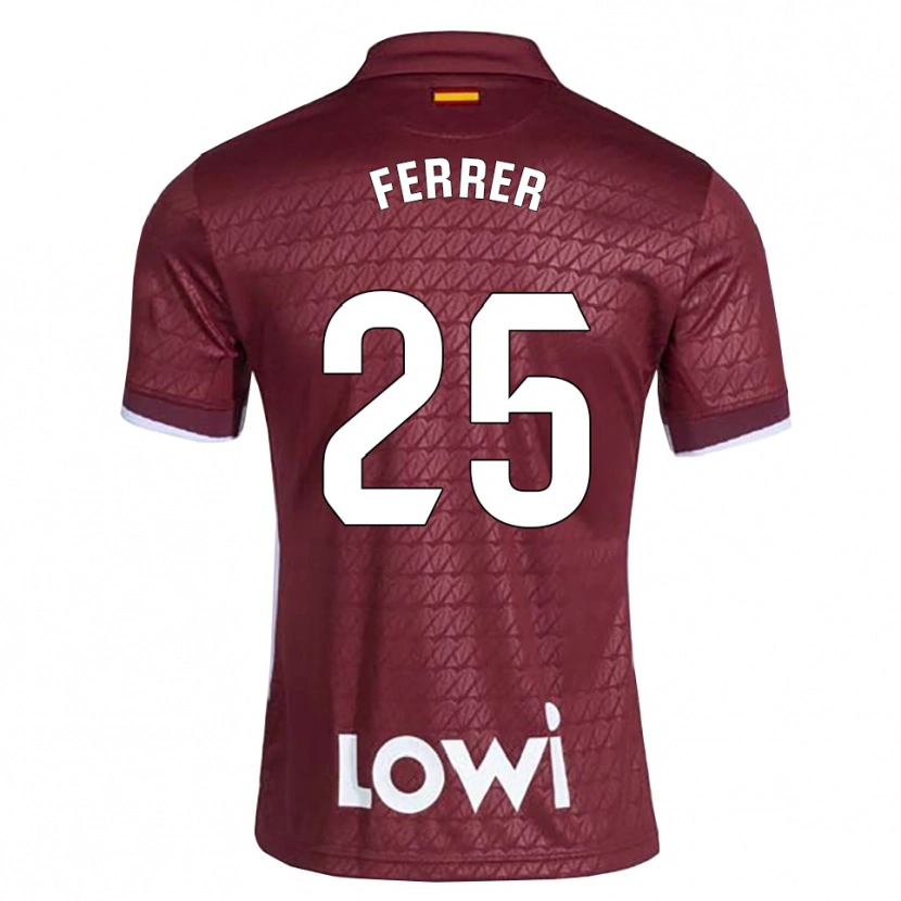 Danxen Mulher Camisola Diego Ferrer #25 Vermelho Escuro Branco Alternativa 2026/27 Camisa