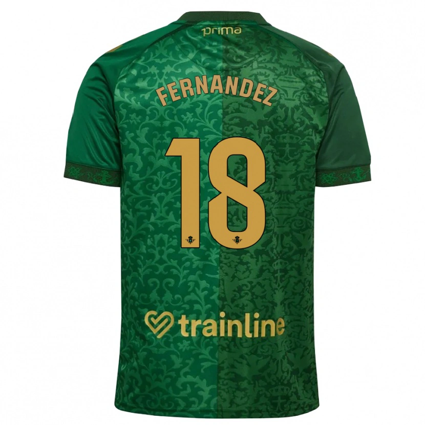 Danxen Mulher Camisola Nicolás Fernández #18 Verde Floresta Dourado Escuro Alternativa 2026/27 Camisa