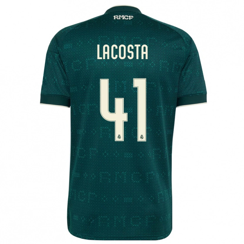 Danxen Mulher Camisola Diego Lacosta #41 Cinza Ardósia Escuro Branco Alternativa 2026/27 Camisa
