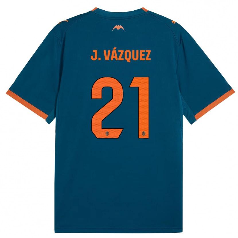 Danxen Mulher Camisola Jesús Vázquez #21 Azul Aço Laranja Alternativa 2026/27 Camisa