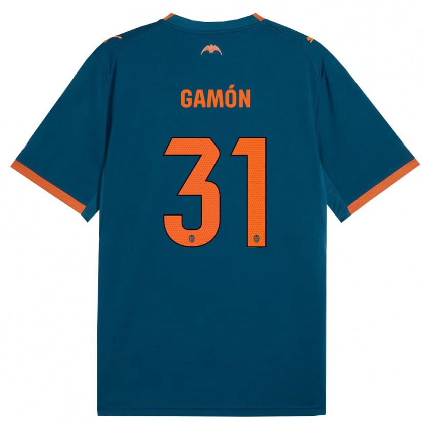Danxen Mulher Camisola Rodrigo Gamón #31 Azul Aço Laranja Alternativa 2026/27 Camisa