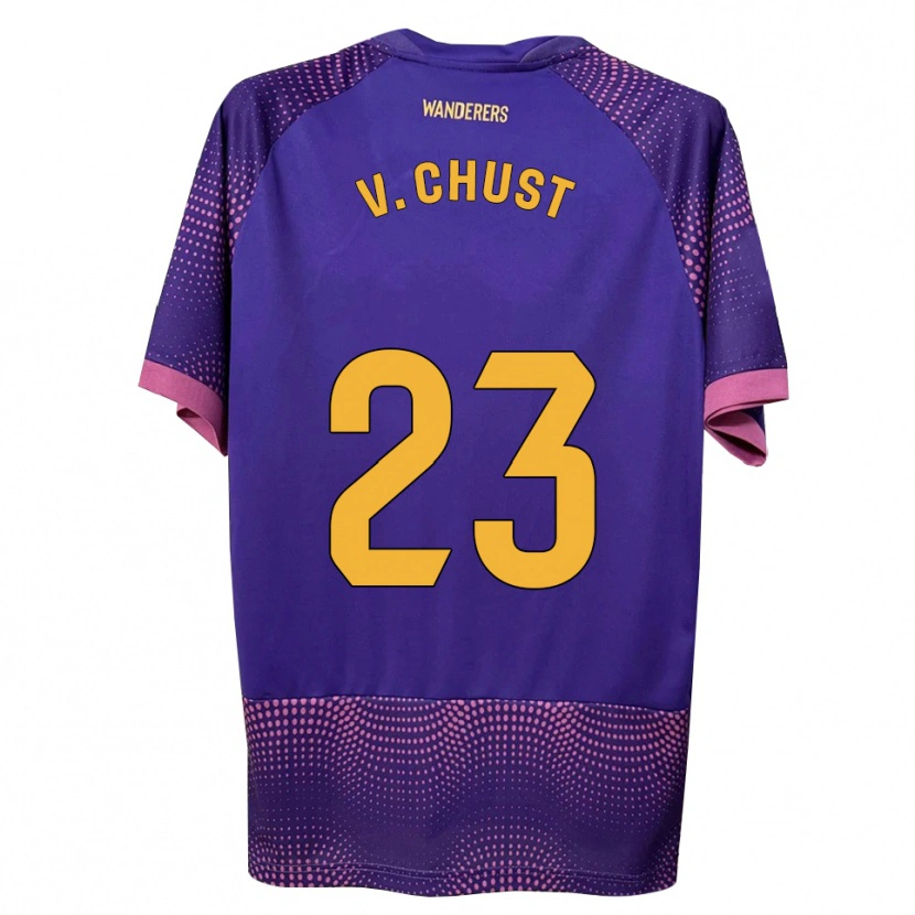 Danxen Mulher Camisola Víctor Chust #23 Branco Rosa Roxo Alternativa 2026/27 Camisa