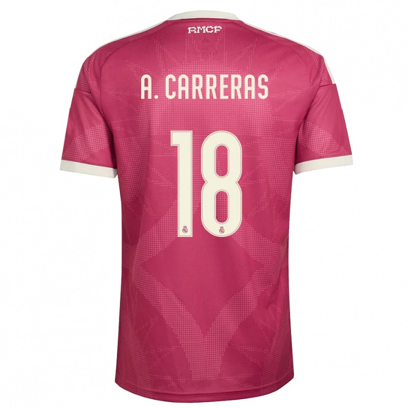 Danxen Mulher Camisola Álvaro Carreras #18 Vermelho Pálido Violeta Branco Terceiro 2026/27 Camisa