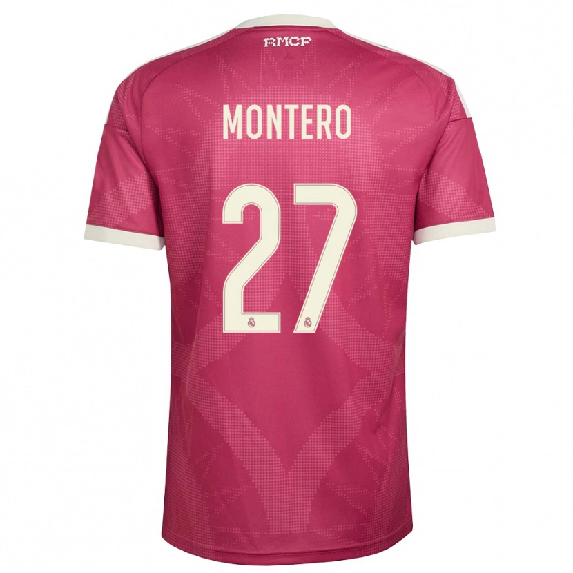 Danxen Mulher Camisola Pablo Montero #27 Vermelho Pálido Violeta Branco Terceiro 2026/27 Camisa