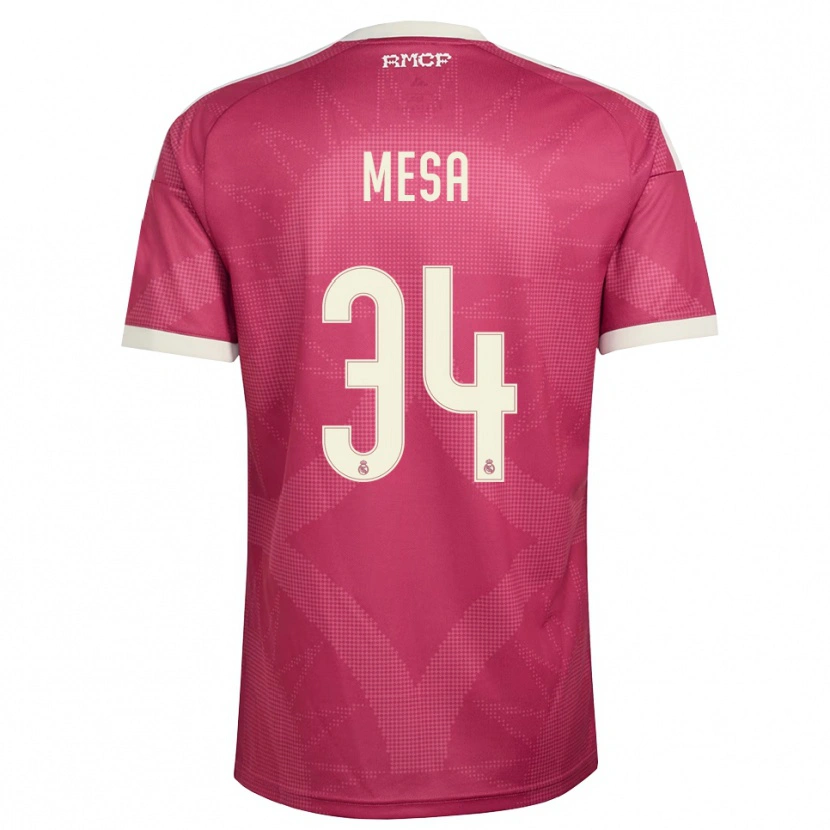Danxen Mulher Camisola Óscar Mesa #34 Vermelho Pálido Violeta Branco Terceiro 2026/27 Camisa